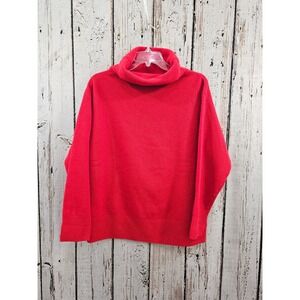 Sandro Paris Red 100% Wool Turtleneck Quiet Luxury Boxy Oversize Sweater Sz 3/L